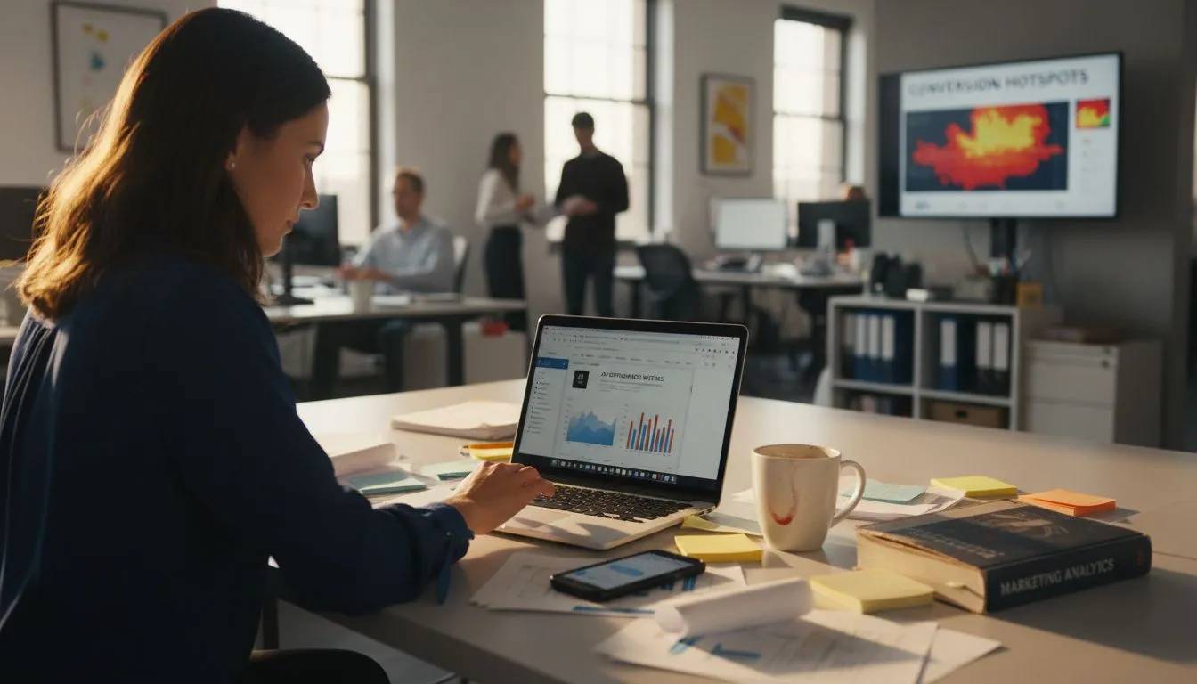 Marketer tracking campaign results in casual office