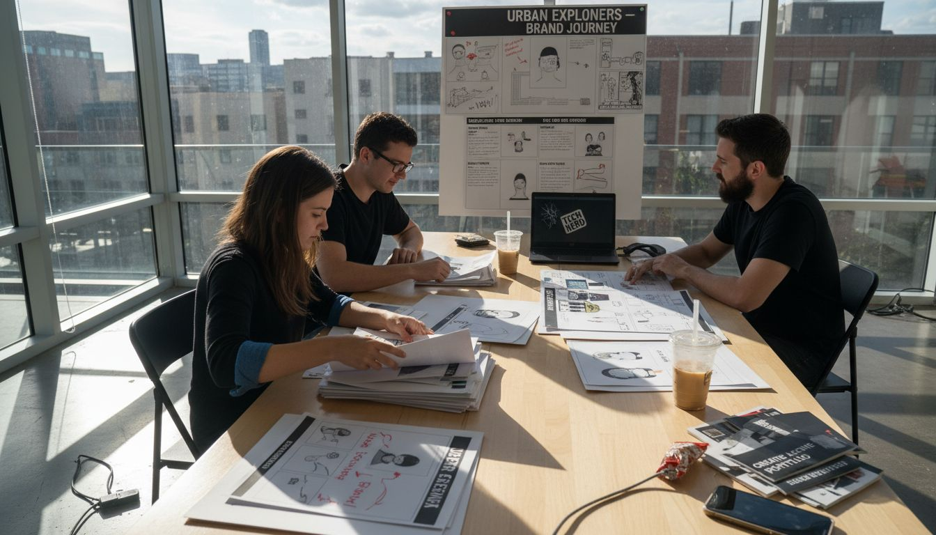 Team workshop building brand stories