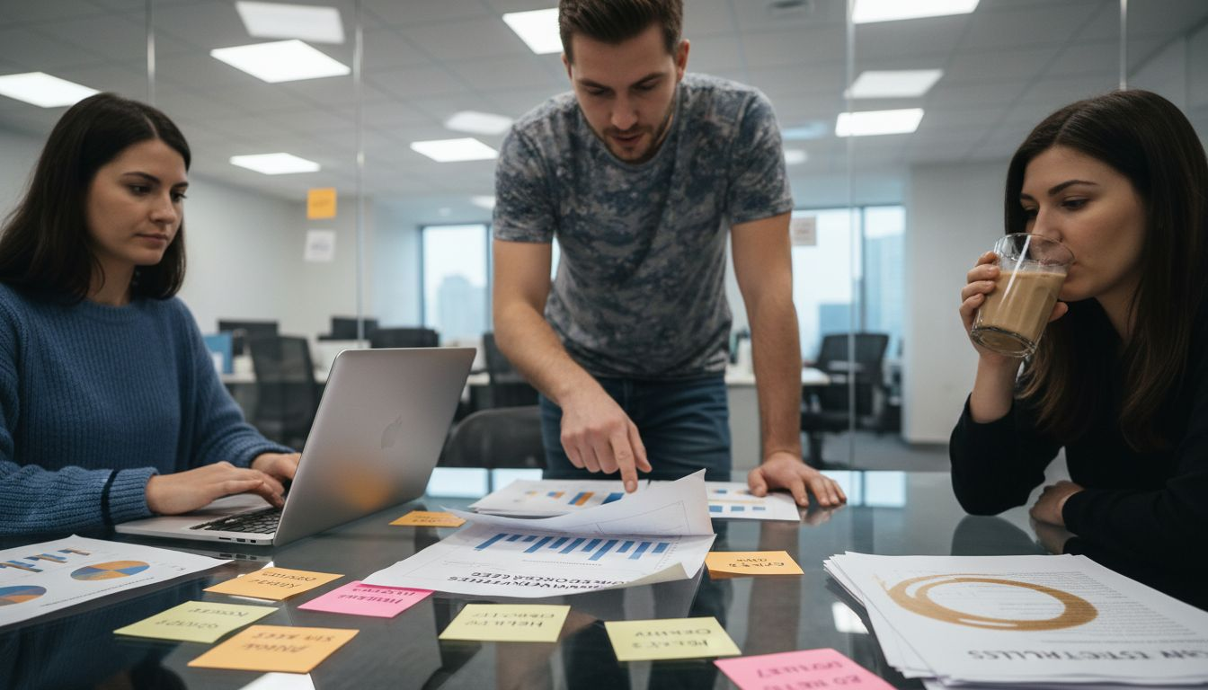 Marketers review split test results together