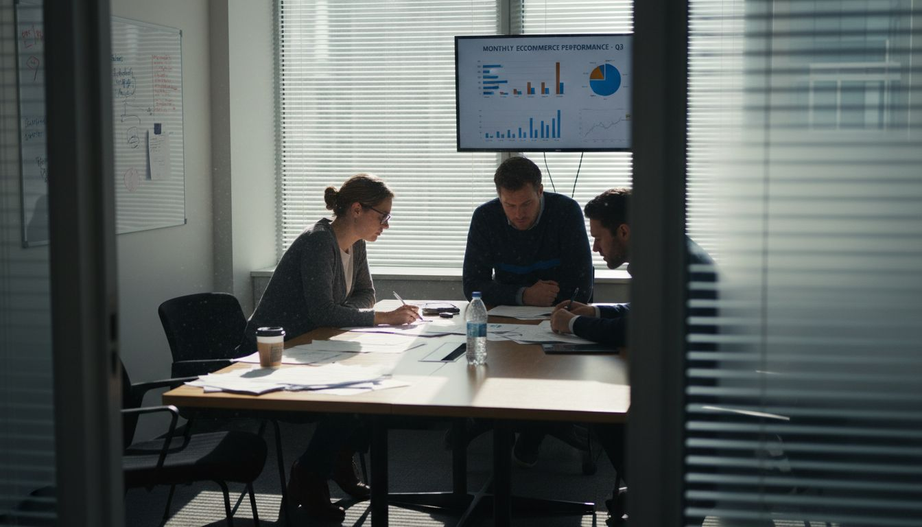 Team discussing ecommerce performance metrics