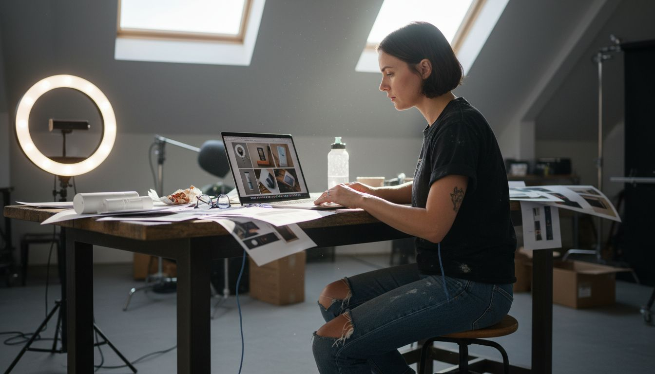 Designer editing creative assets for Shopify ads