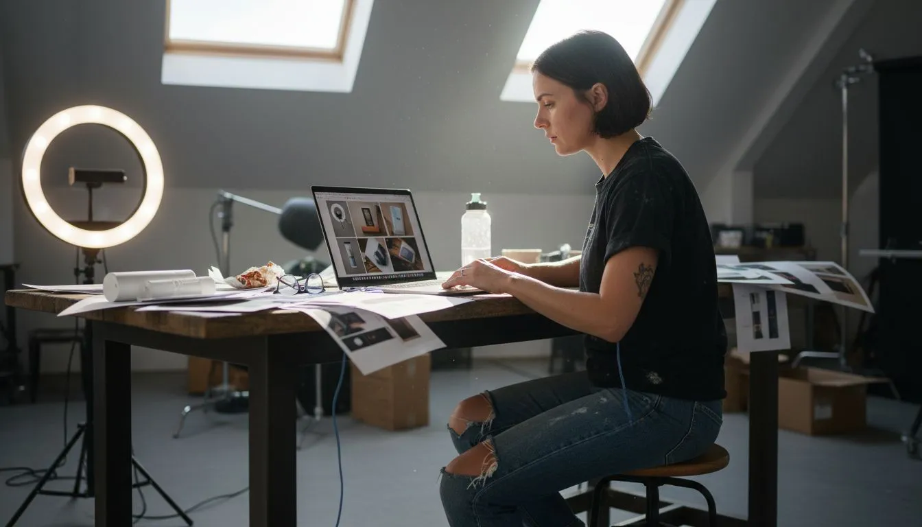 Designer editing creative assets for Shopify ads
