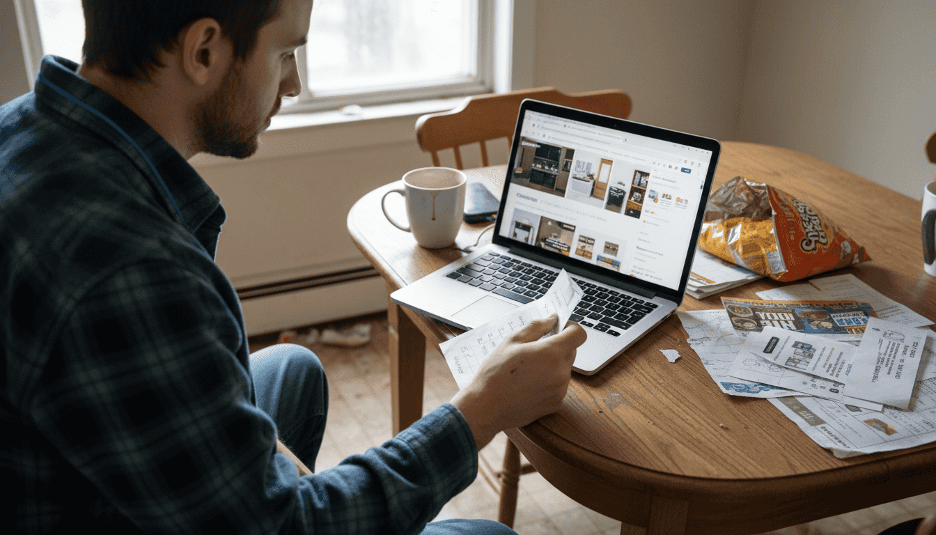 Shopper browsing several online marketplaces