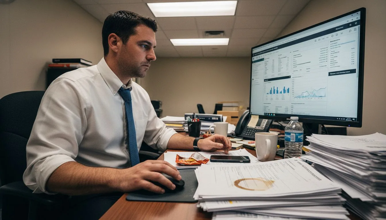 Analyst reviewing Amazon sales dashboard