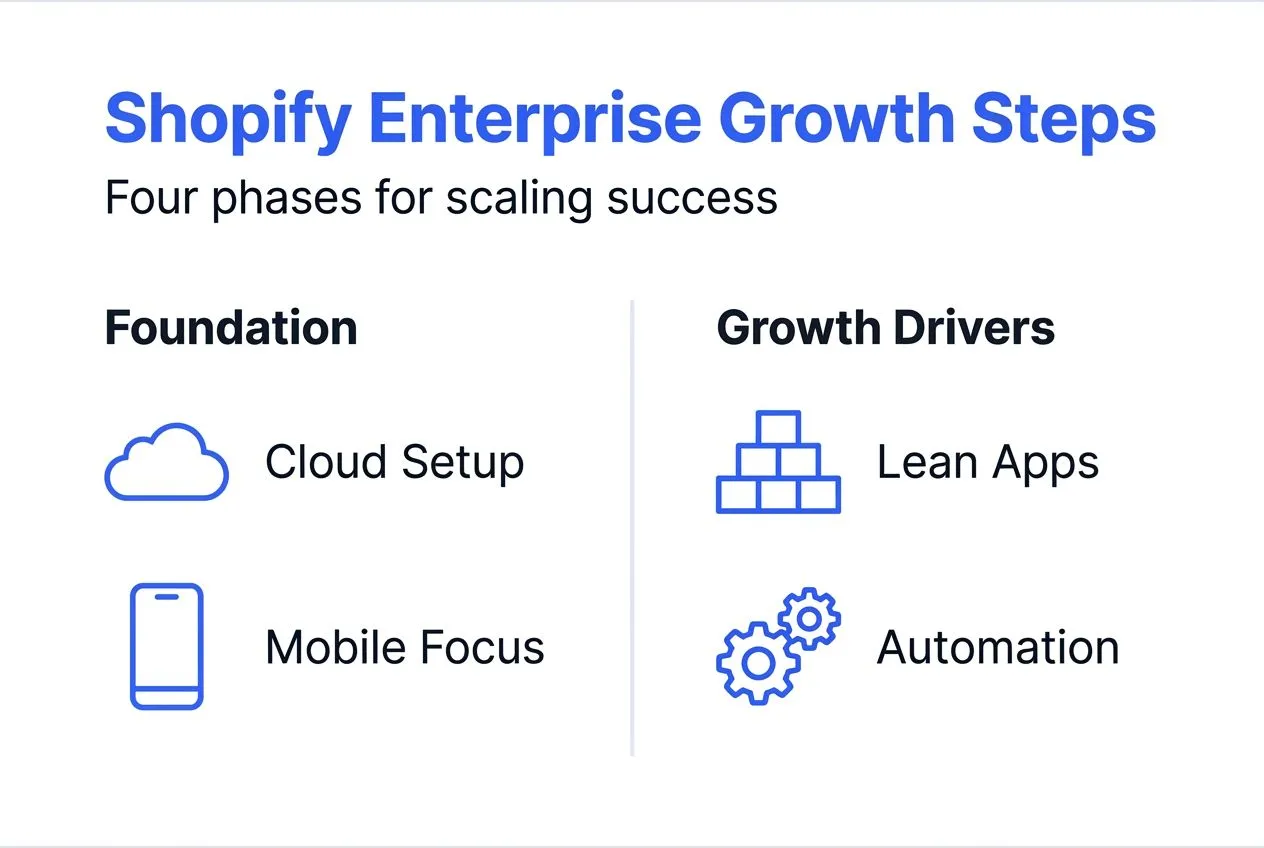 Infographic showing Shopify enterprise growth steps
