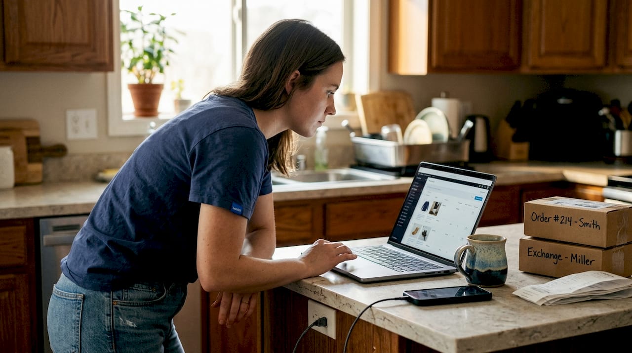 Retail manager customizes ad products at home