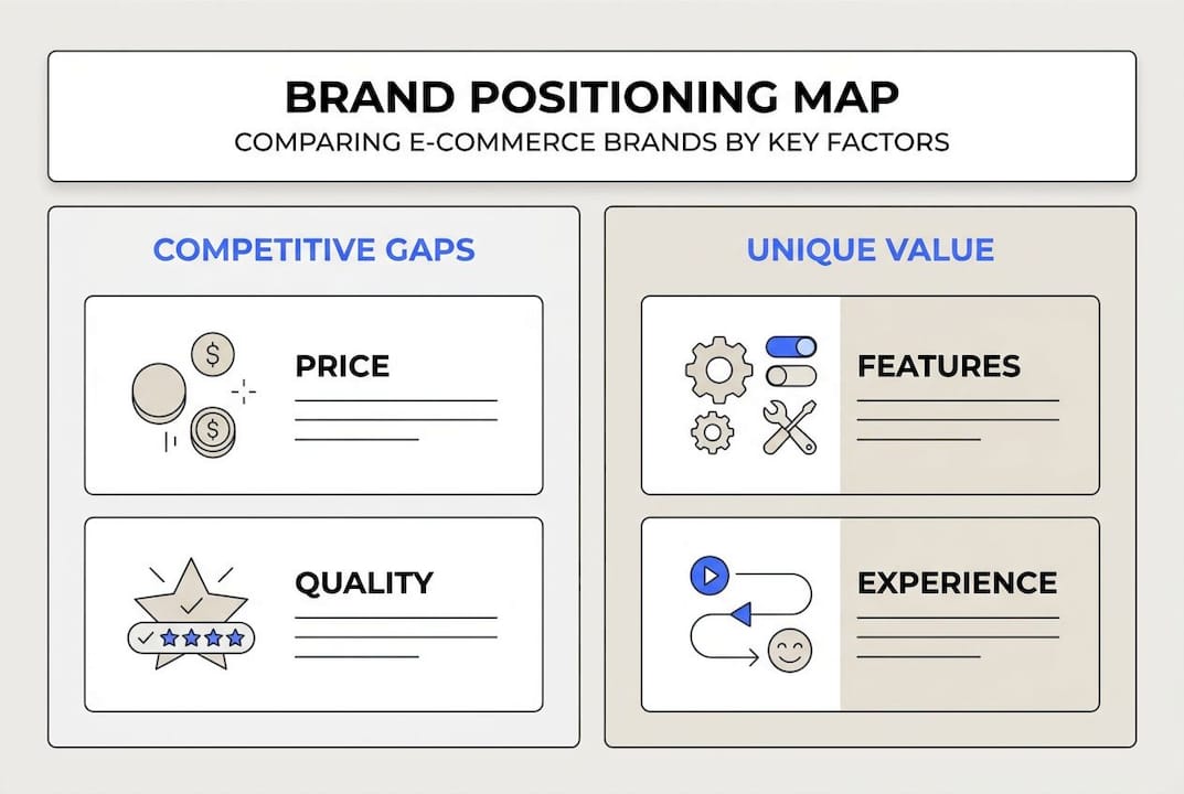 Brand positioning map infographic for e-commerce