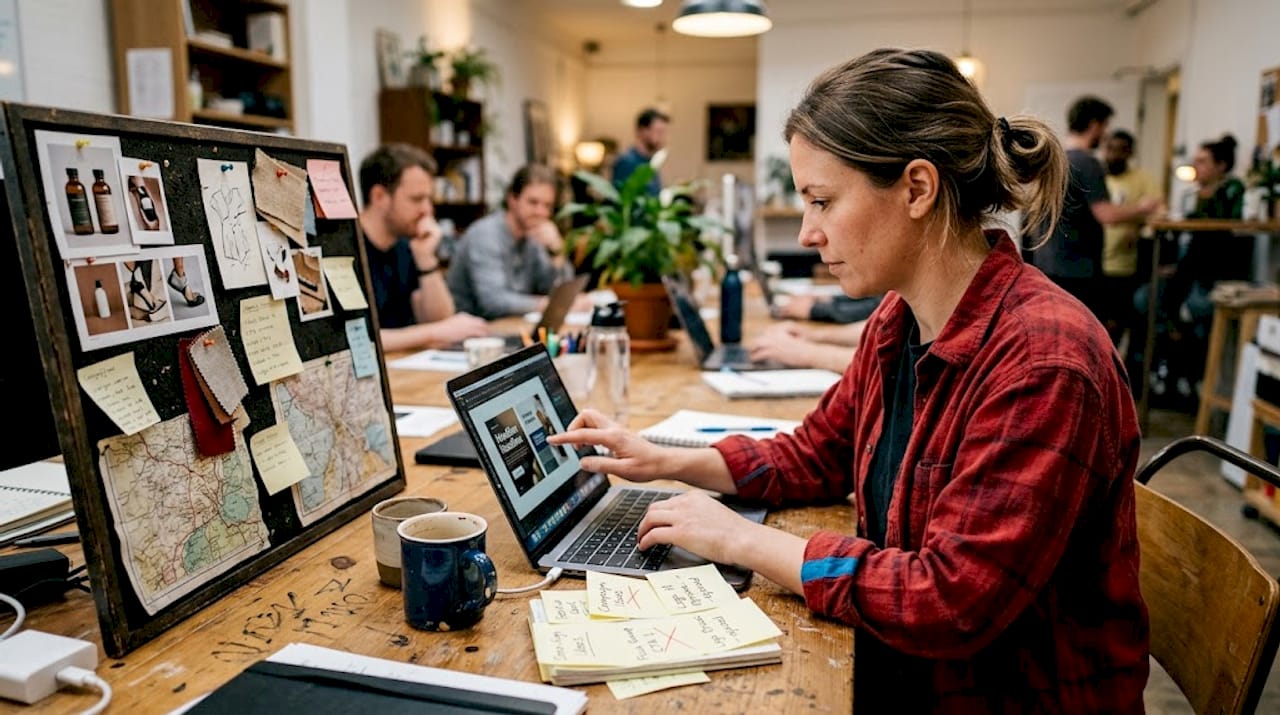 Designer working on platform ad variations