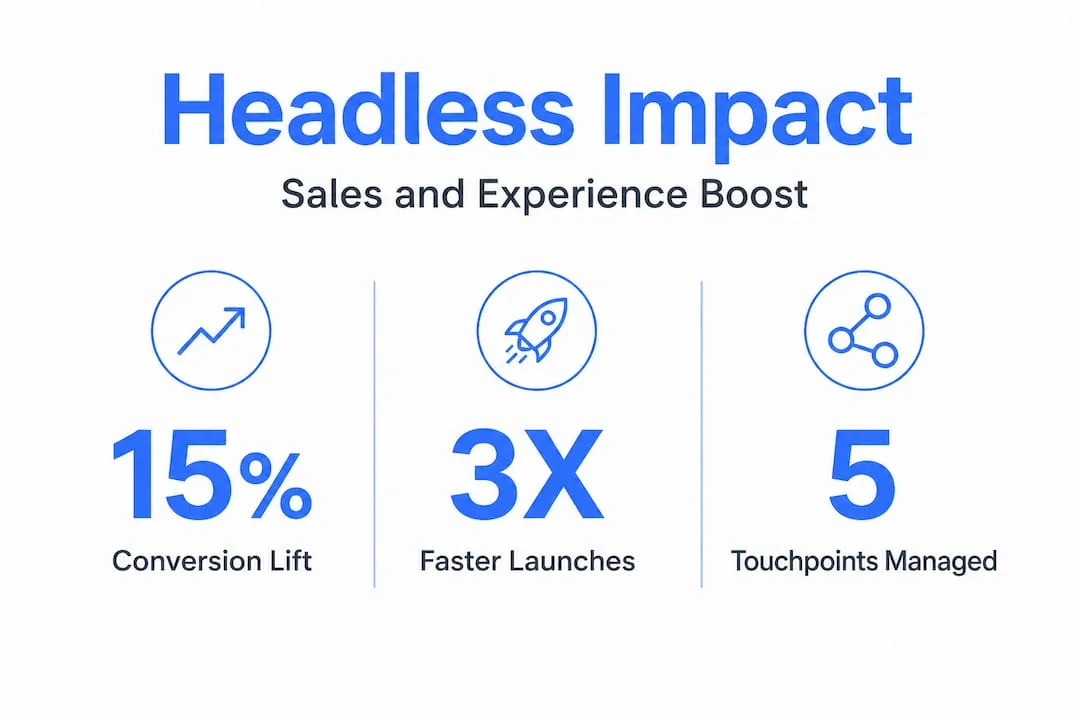 Infographic showing sales impact stats for headless ecommerce