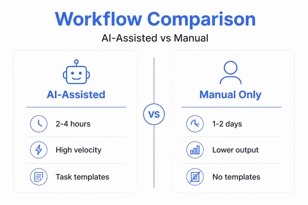 Infographic comparing AI and manual workflows