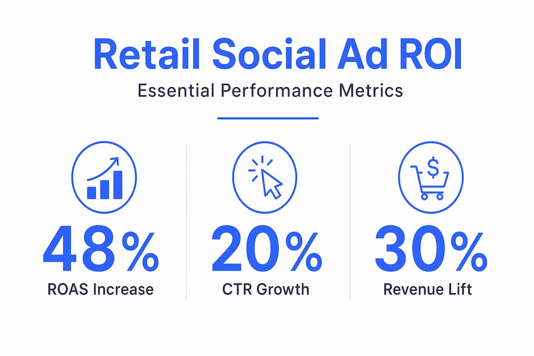 Infographic highlighting key retail social ad stats