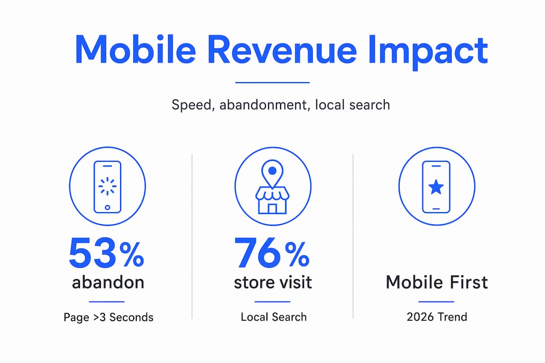 Infographic shows mobile abandonment stats and search impact