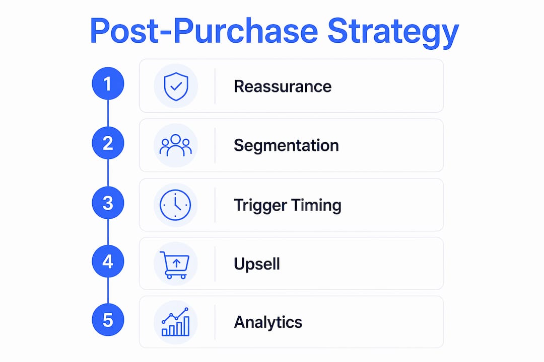 Infographic detailing post-purchase strategy components