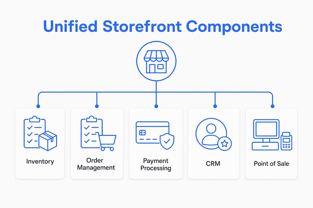 Infographic of core unified storefront technology stack