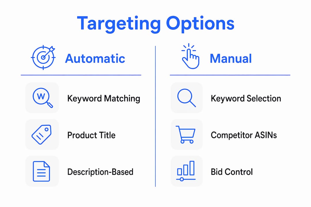 Infographic comparing automatic and manual targeting options
