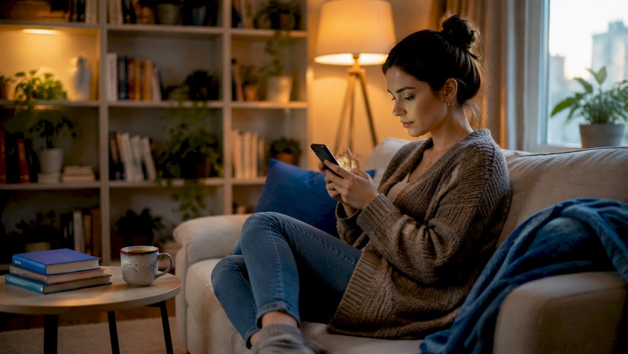 Hands interacting with one-click upsell on smartphone