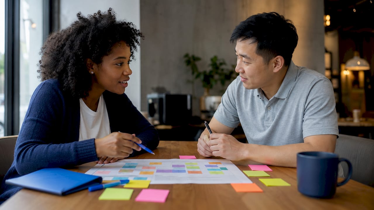 Two marketers discussing segmentation strategies