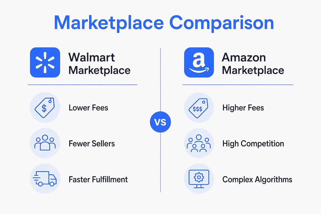 Infographic comparing Walmart and Amazon marketplaces