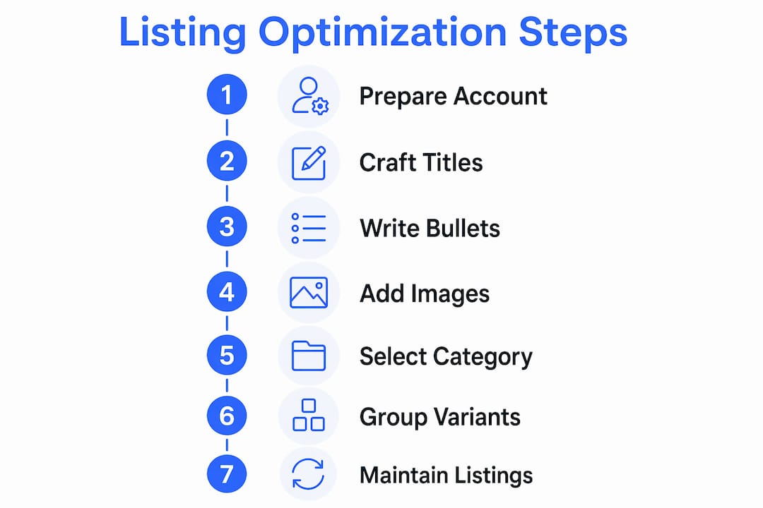 Step-by-step Walmart listing optimization infographic