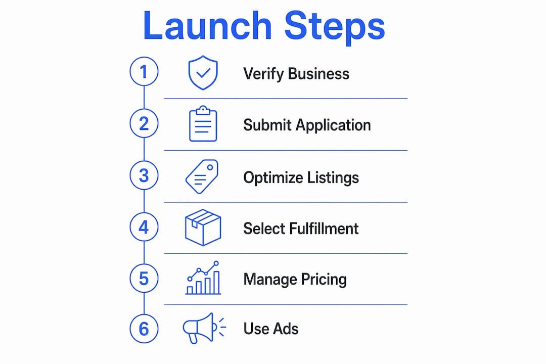 Infographic outlining Walmart Marketplace launch steps