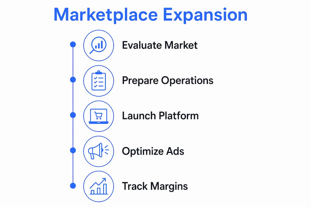 Infographic illustrating marketplace expansion steps