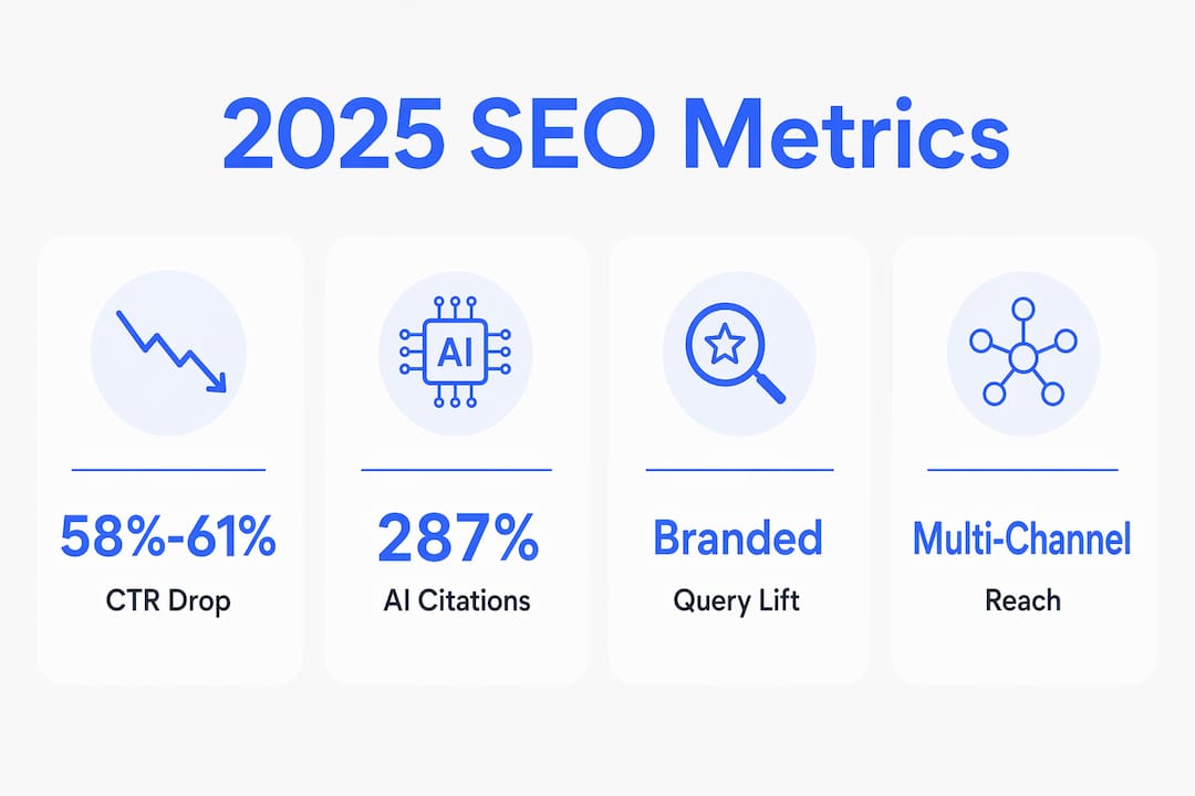 Infographic showing SEO key metrics for 2025