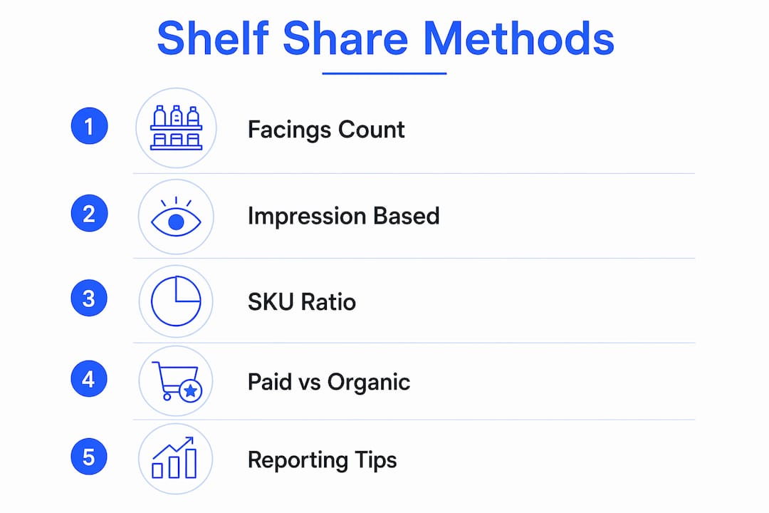 Infographic illustrating methods to calculate online shelf share