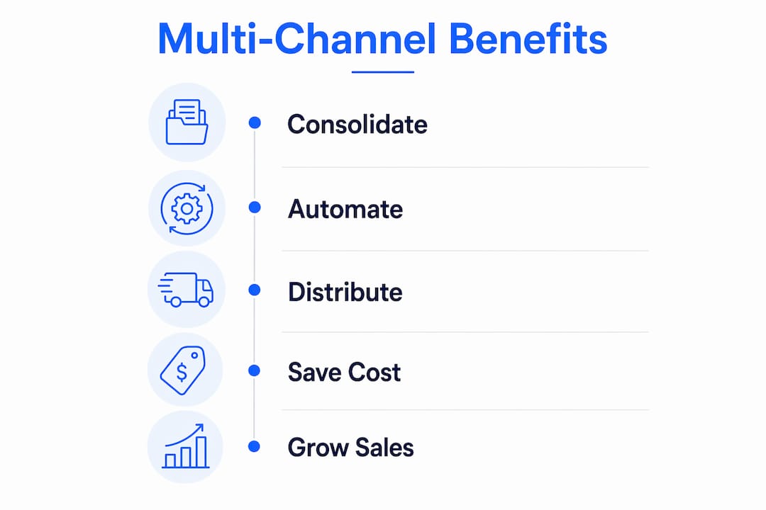 Infographic illustrating key multi-channel fulfillment benefits