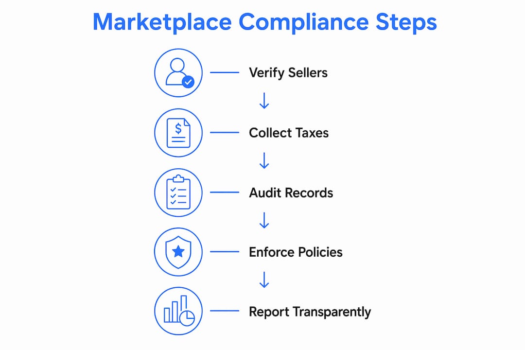 Infographic showing marketplace compliance process steps
