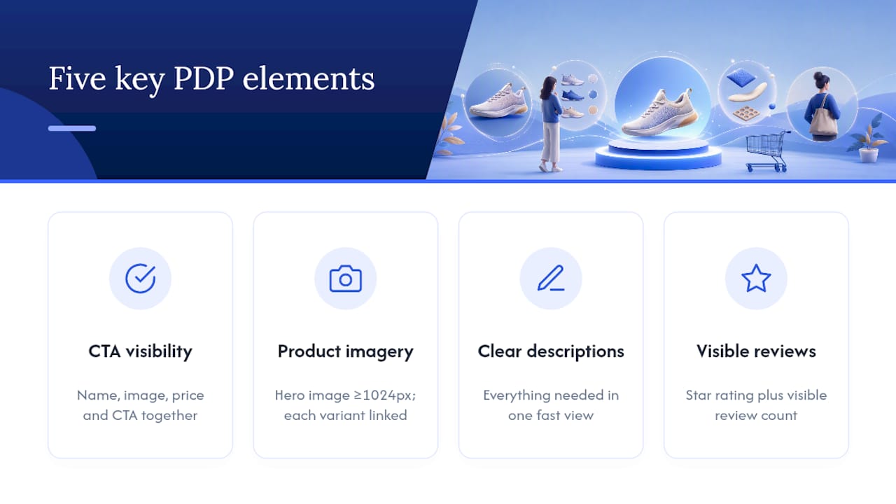 Diagram of five key product page elements