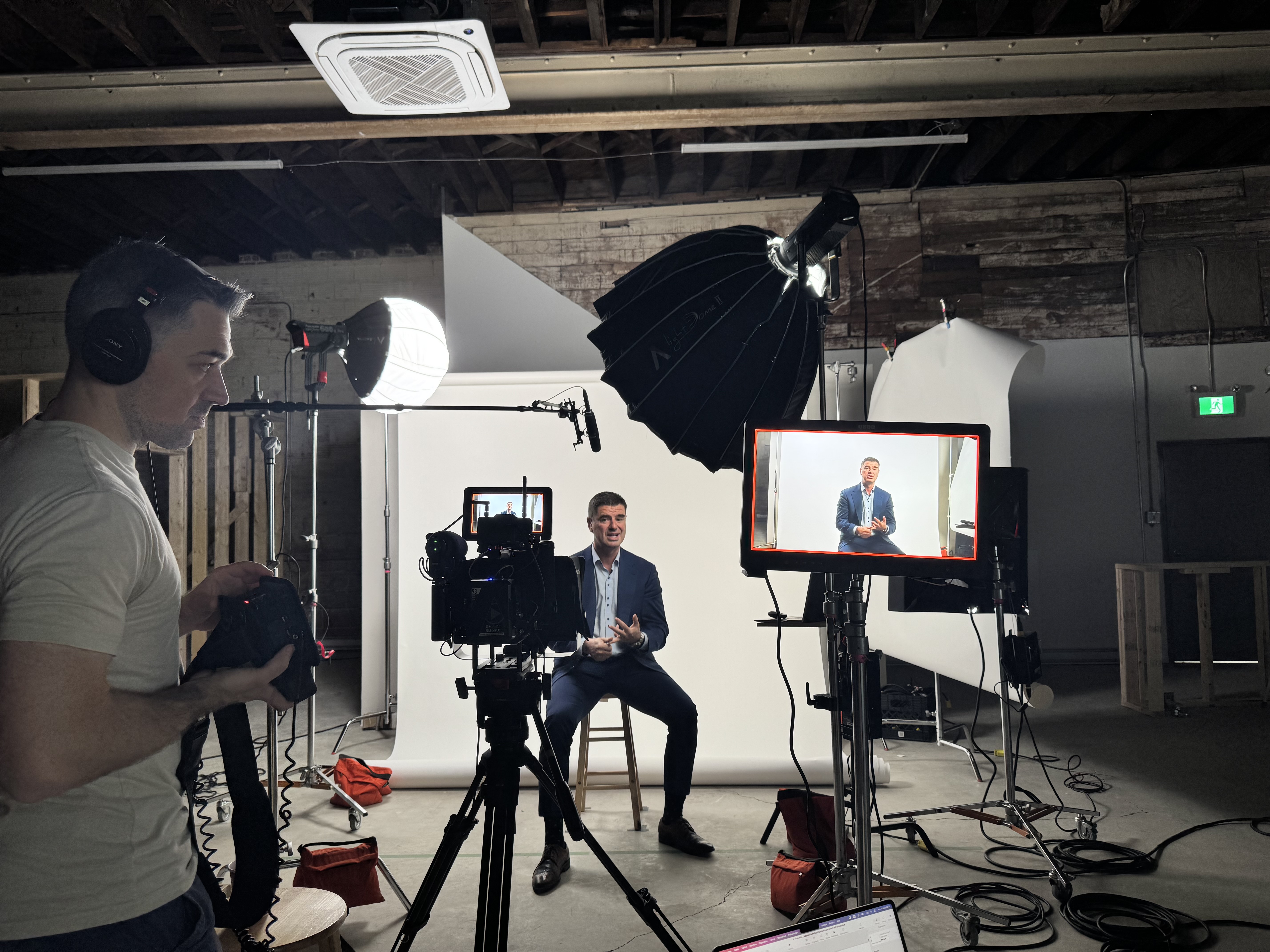 [background image] image of a film set for a film production company