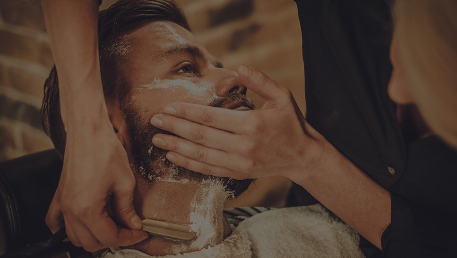 Man having a luxurious shaving experience