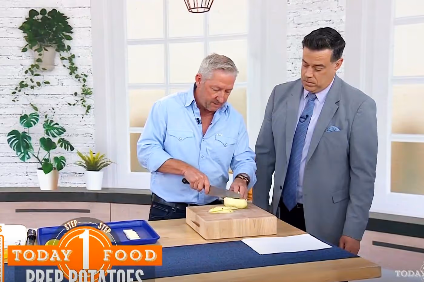 Pan-seared New York strip steak on a white plate from Chef Tim Love's TODAY Show appearance