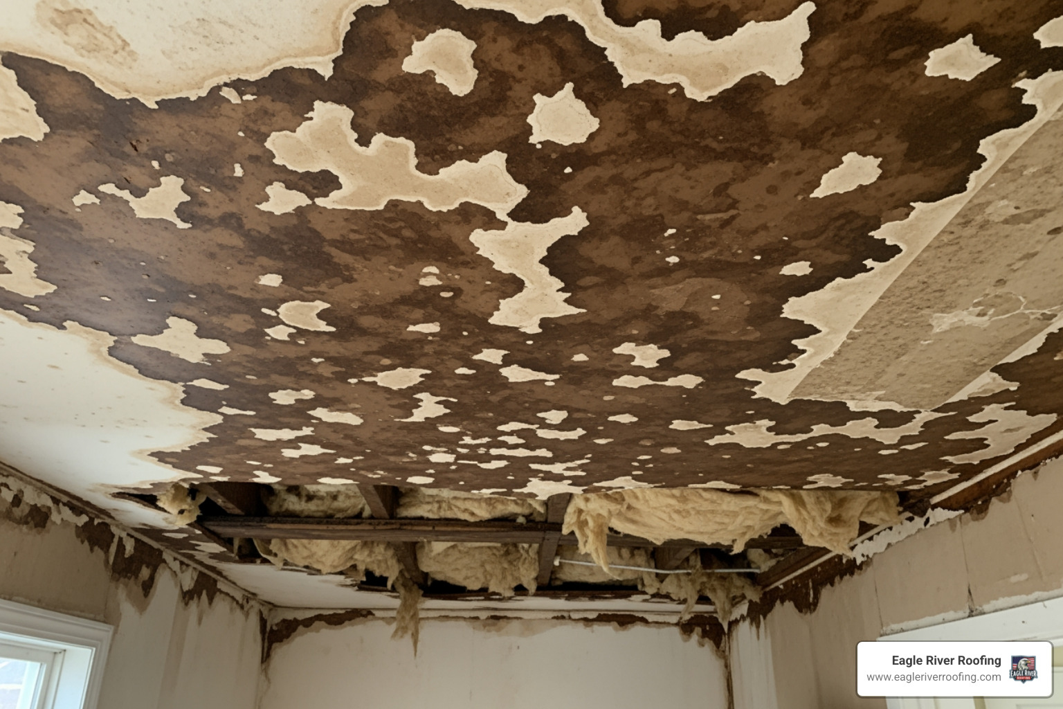 water stains on a ceiling - common roofing problems