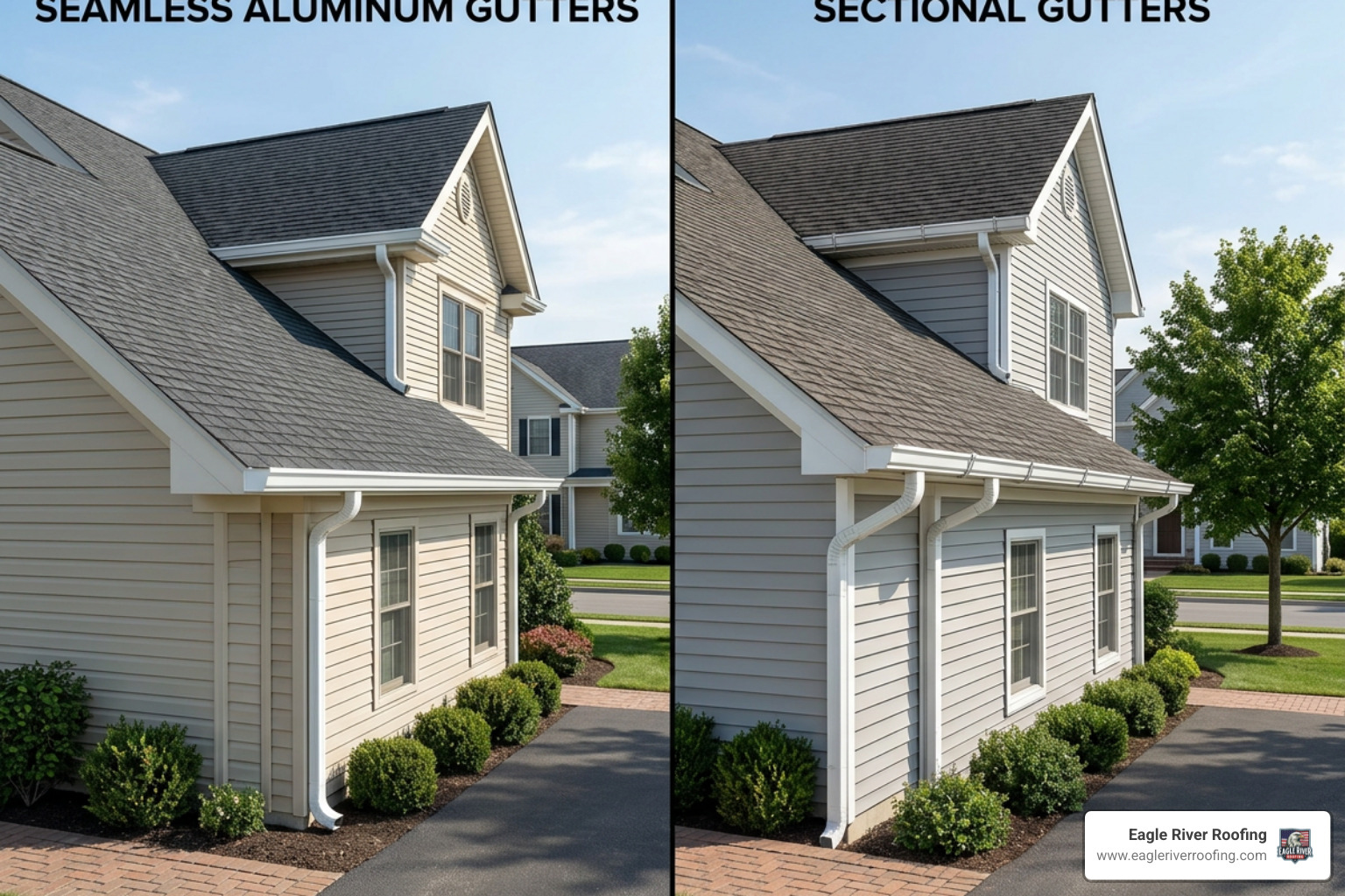 Comparing seamless vs sectional gutters: seamless aluminum gutter installation