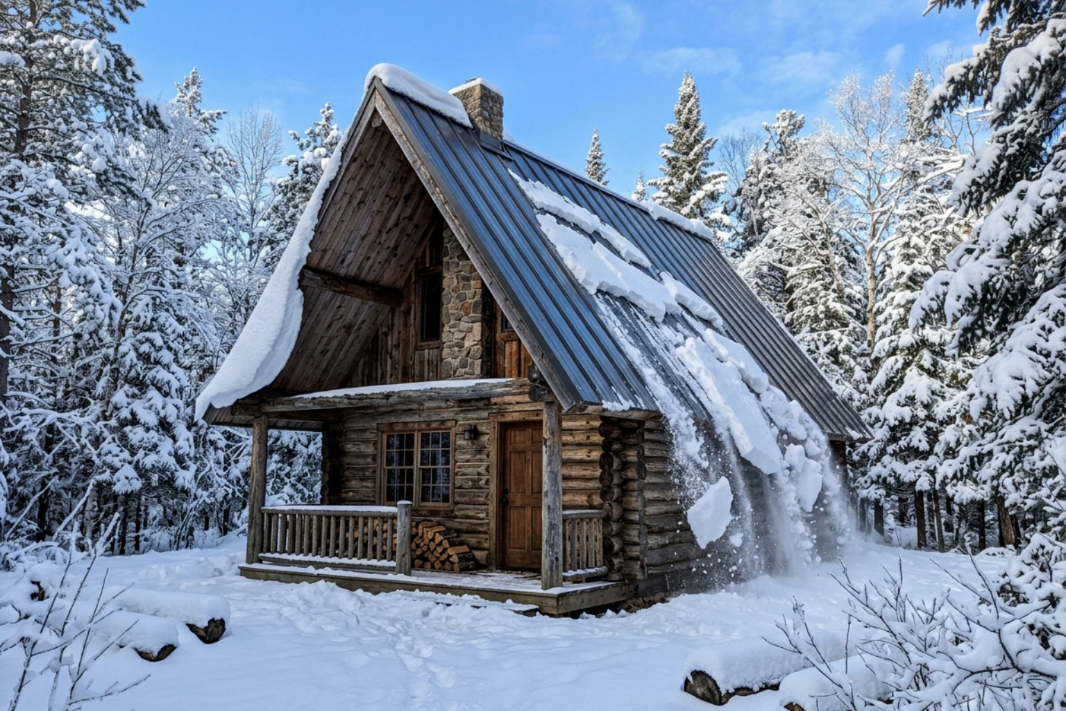 steep pitch cabin roof with snow sliding off - What is the best roof for a cabin in northern Wisconsin? steep pitch cabin roof with snow sliding off - What is the best roof for a cabin in northern Wisconsin?