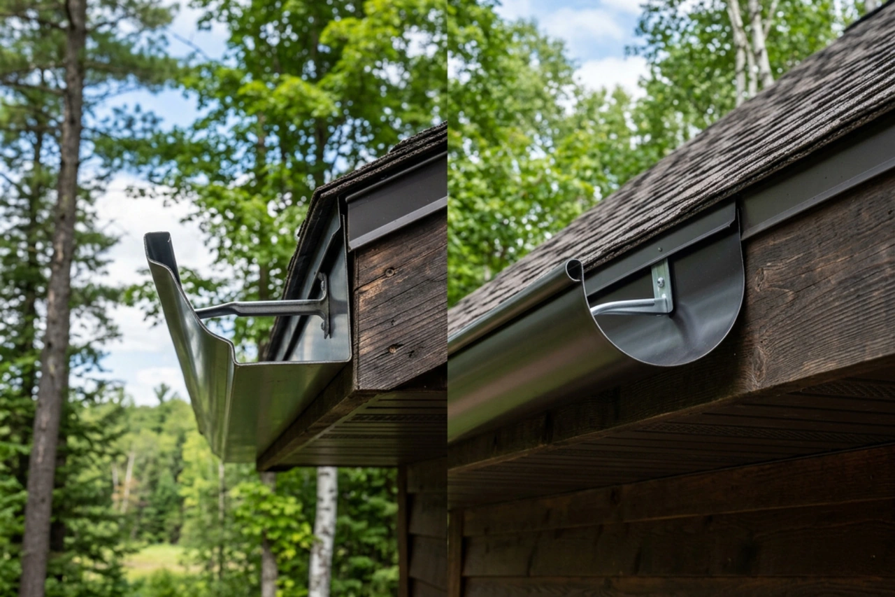 comparing K-style and half-round gutter profiles comparing K-style and half-round gutter profiles