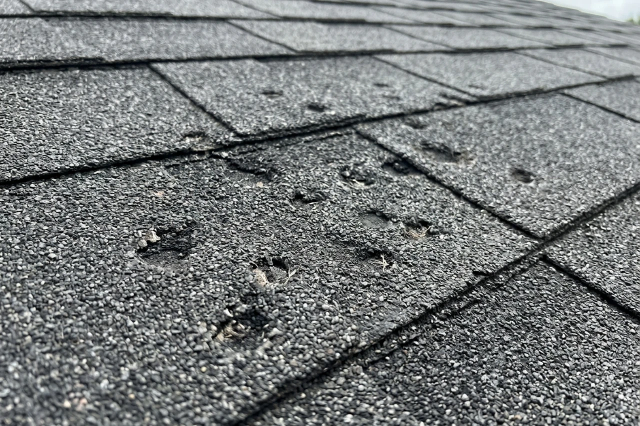 moderate hail damage on asphalt shingles requiring repair moderate hail damage on asphalt shingles requiring repair