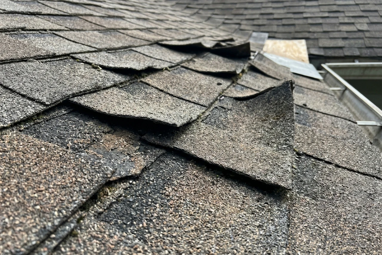 Curling and cupping asphalt shingles on an older home Curling and cupping asphalt shingles on an older home