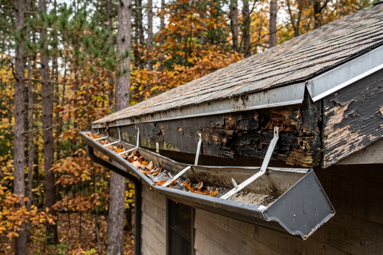sagging gutters and rotted fascia board on a home sagging gutters and rotted fascia board on a home