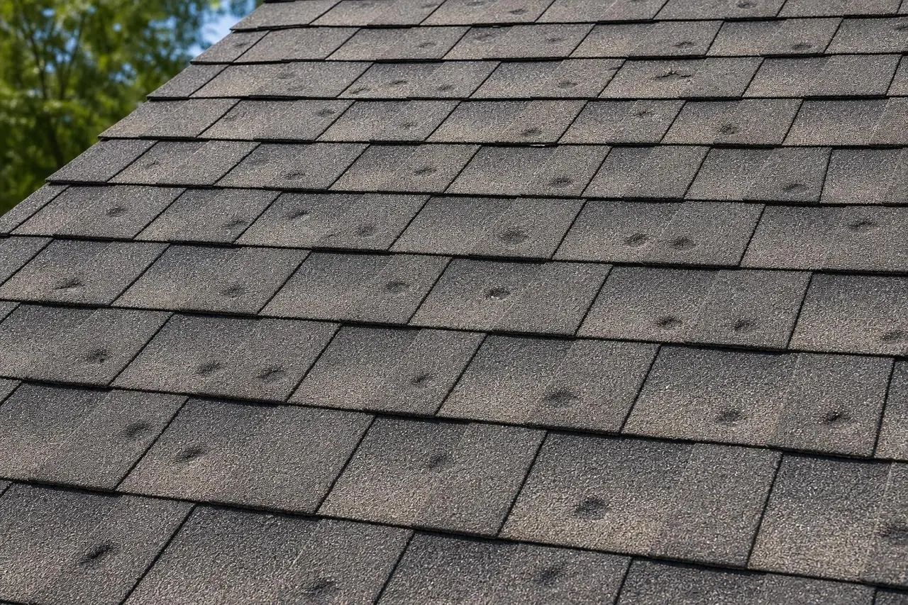 moderate hail impact marks on an asphalt shingle roof moderate hail impact marks on an asphalt shingle roof