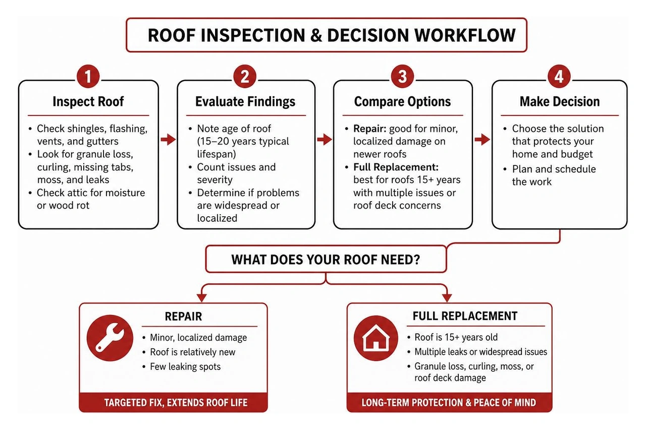 Roof inspection and decision workflow diagram Roof inspection and decision workflow diagram