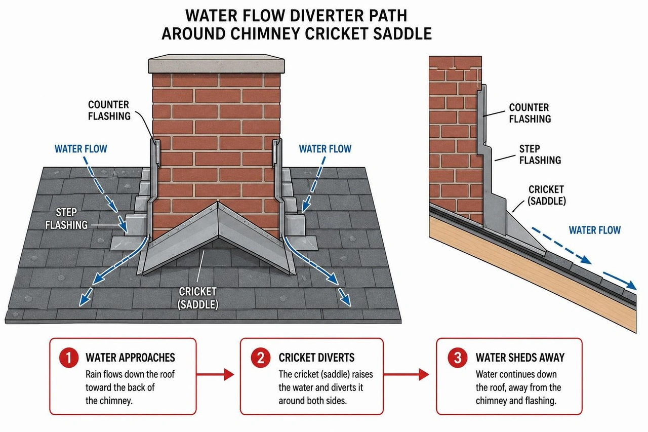 water flow diverter path around chimney cricket saddle water flow diverter path around chimney cricket saddle