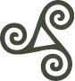 Abstract dark green spiral triangle symbol with curled ends on a white background. Rapha's Logo Icon. 