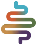 Stylized human digestive tract icon with a gradient color transition from teal to purple.
