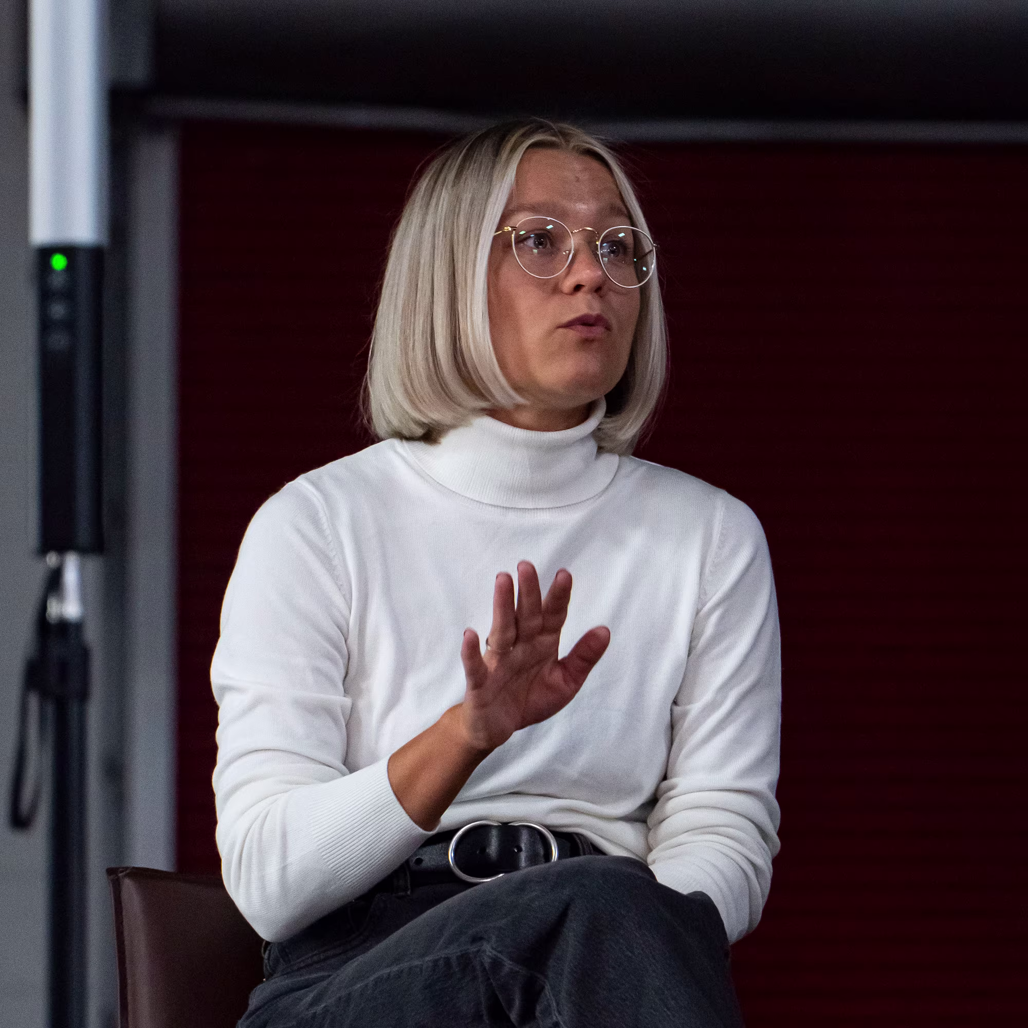 Team member speaking during Curious Office session.