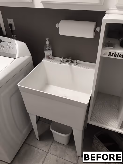 Storage area with various items piled up and disorganized.