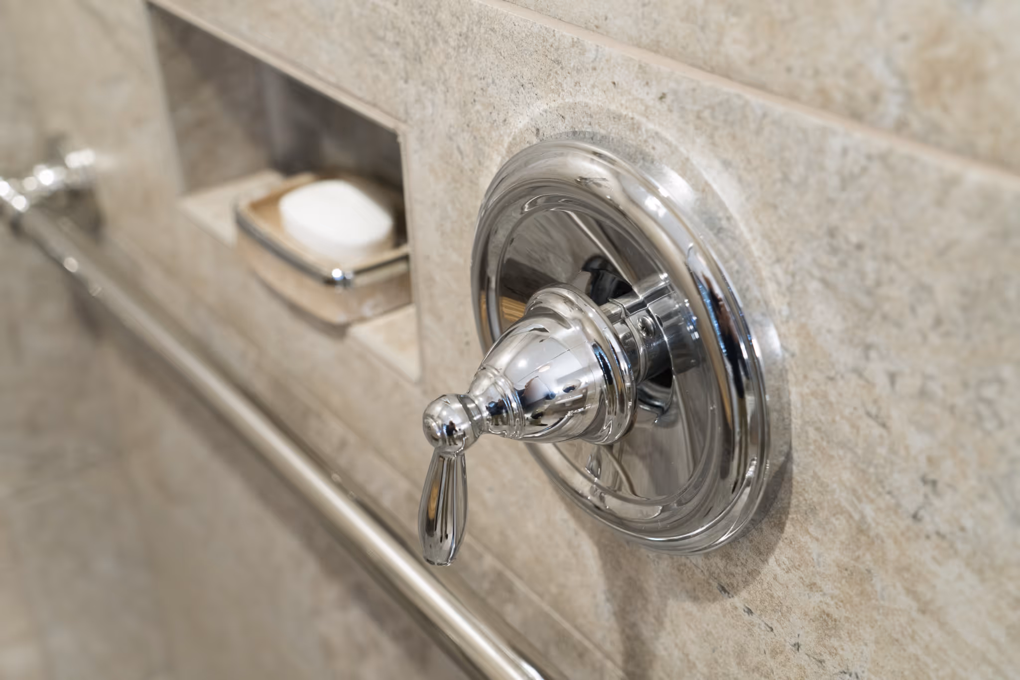 Elegant bathroom faucet and soap dish showcasing luxury design features in New Cumberland, PA.