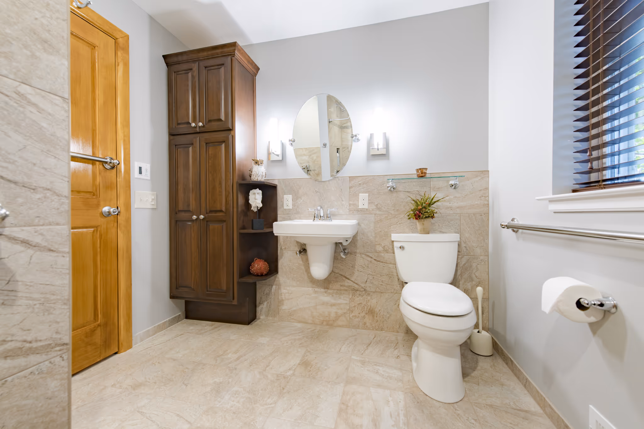 Modern bathroom featuring elegant fixtures and neutral tones in New Cumberland, PA.