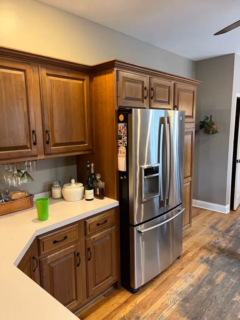 Kitchen with dark cabinetry